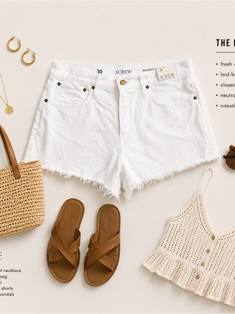 J. Crew White High-Rise Frayed Hem Denim Shorts
